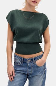 BDG Urban Outfitters Bailey Boat Neck Knit Crop Top