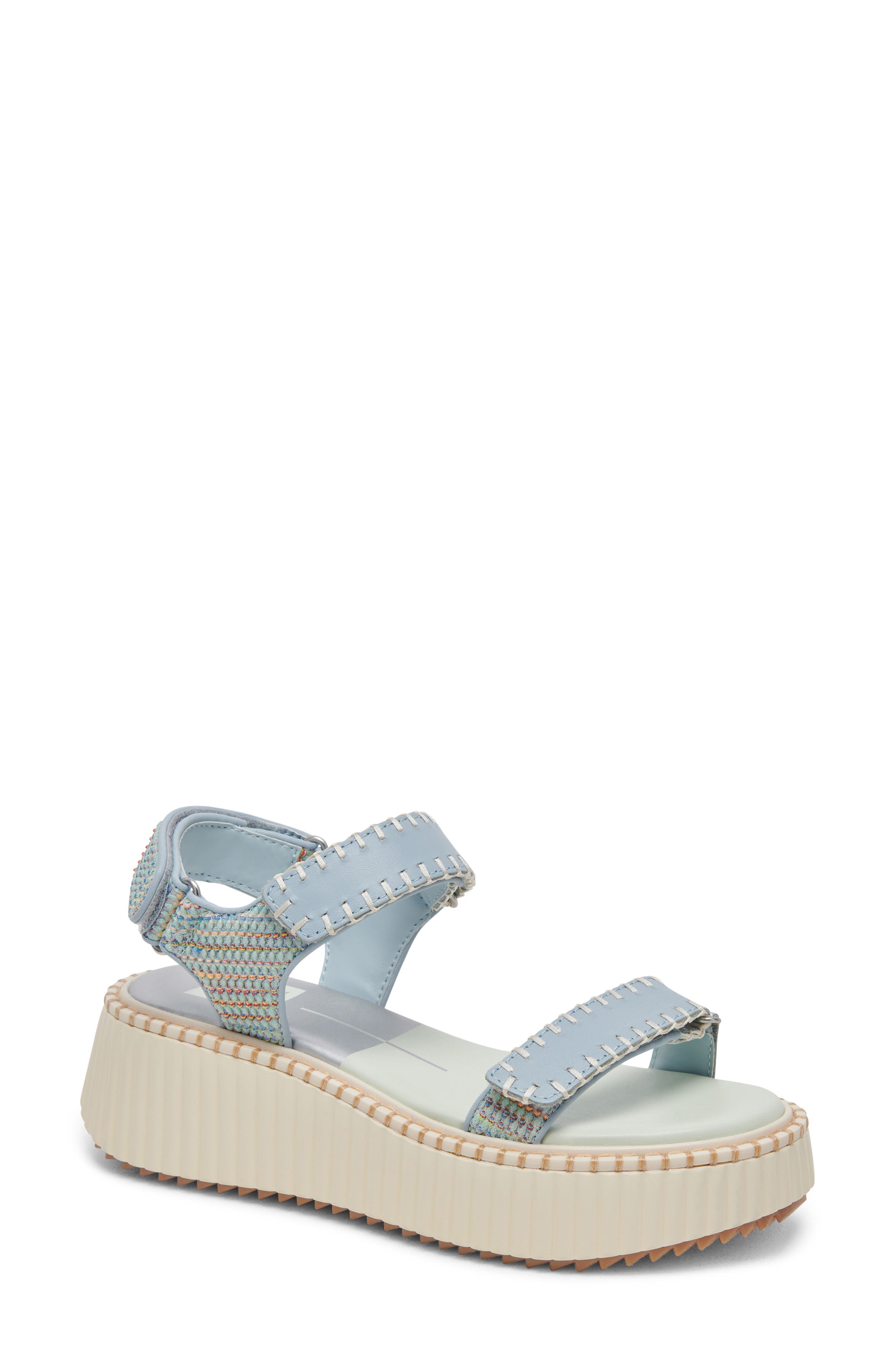 Debra Platform Sandal, Main, color, LIGHT BLUE KNIT