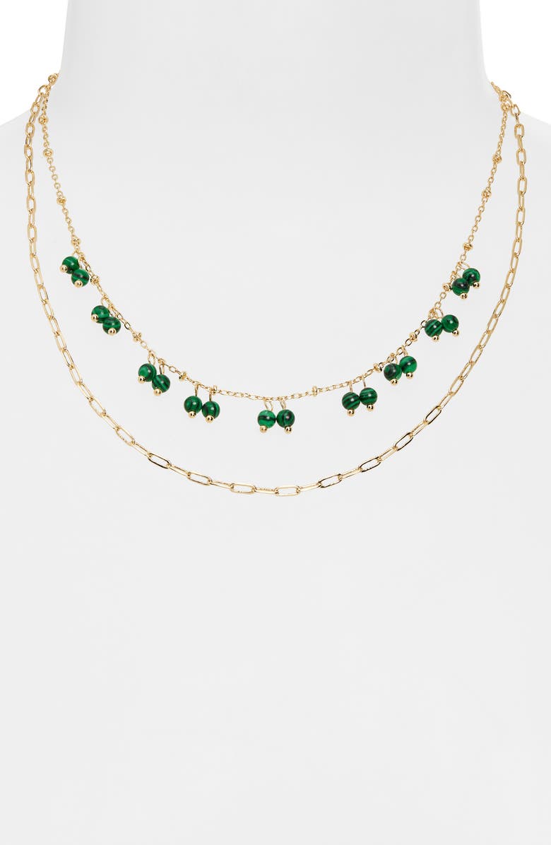 Panacea Malachite Drop Double Row Necklace, Alternate, color, Green