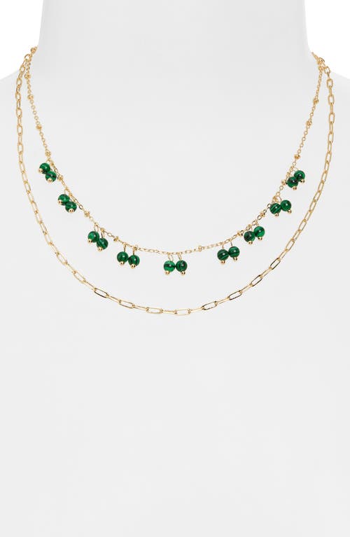 Panacea Malachite Drop Double Row Necklace In Green