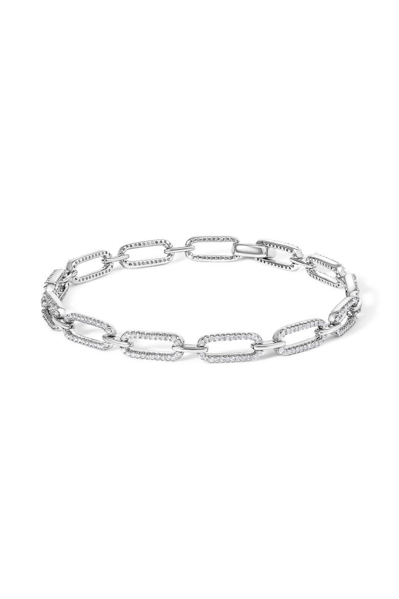 14K White Gold 1.00 Cttw Paperclip Link Bracelet, Main, color, White