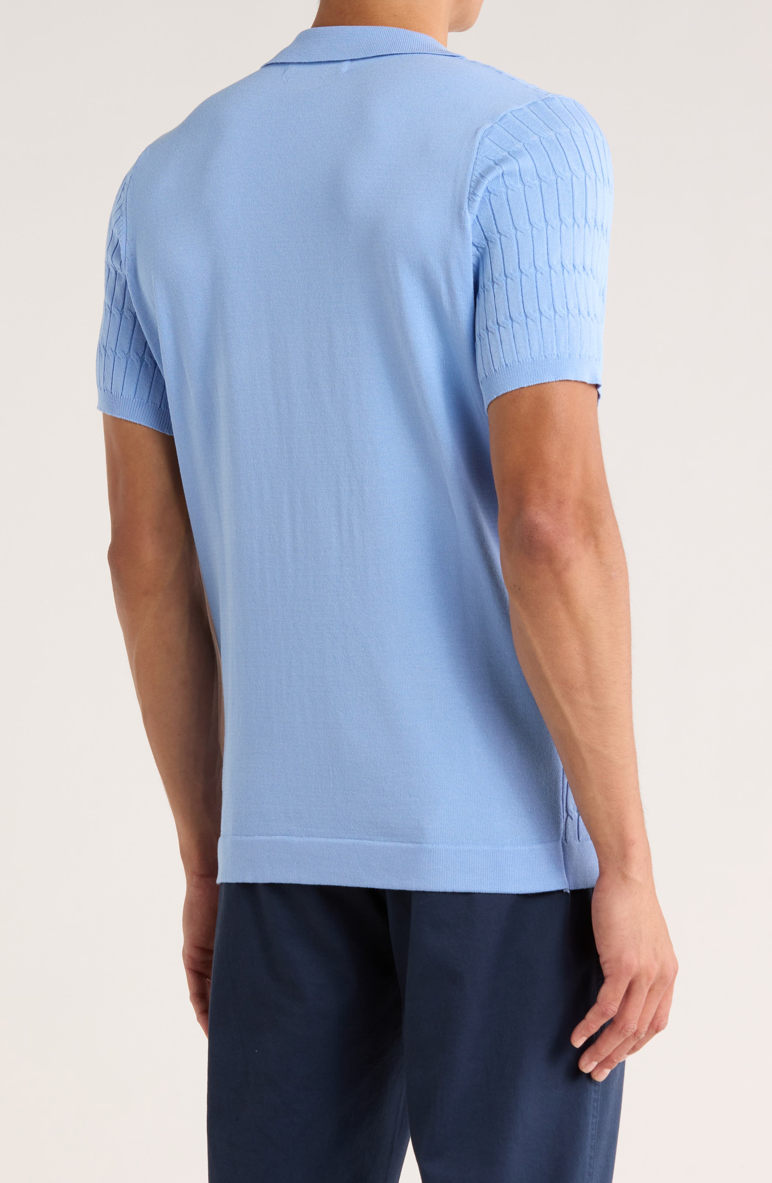 Cable Knit Short Sleeve Half Zip Sweater - image 2