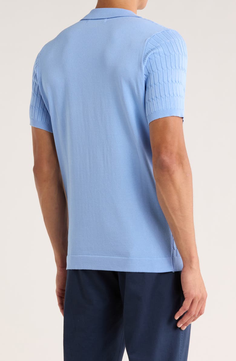 T.R. PREMIUM Cable Knit Short Sleeve Half Zip Sweater, Alternate, color, Soft Blue