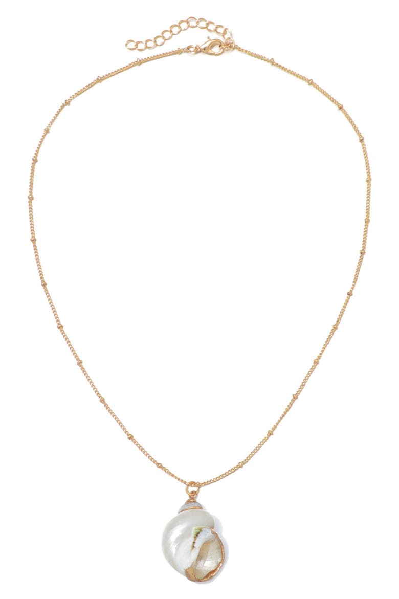 Gilded Shell Pendant Necklace, Alternate, color, WHITE
