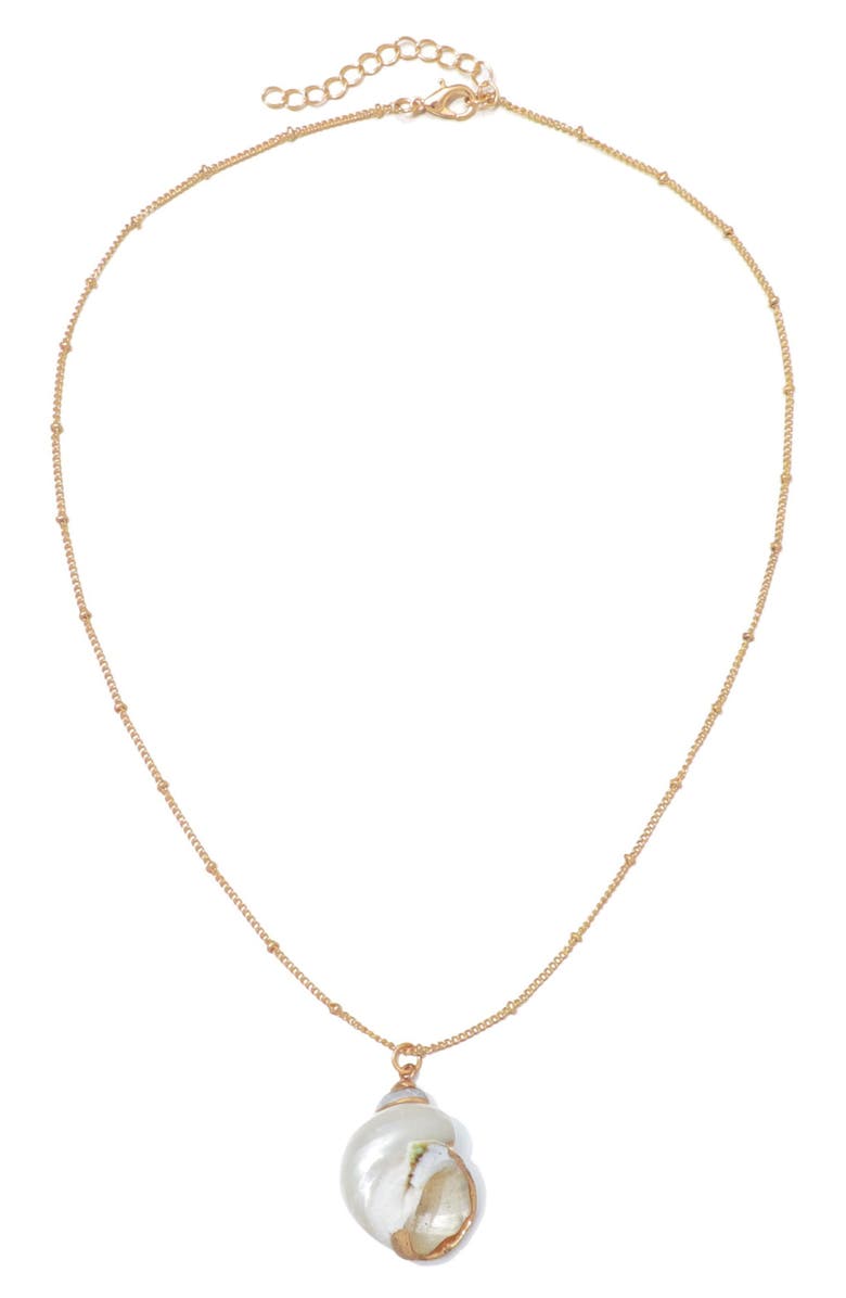 Adornia Gilded Shell Pendant Necklace, Alternate, color, White