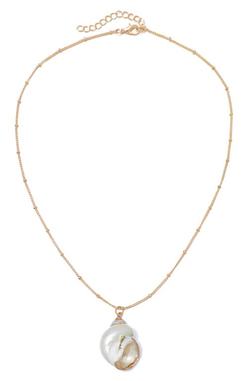 Adornia 14k Gold Plated Golden Shell Pendant Necklace In White