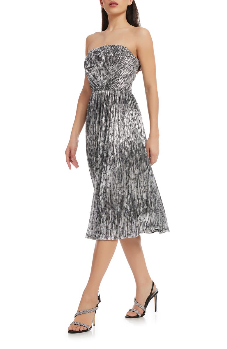 Dress the Population Nadine Metallic Strapless Fit & Flare Cocktail Dress, Alternate, color,