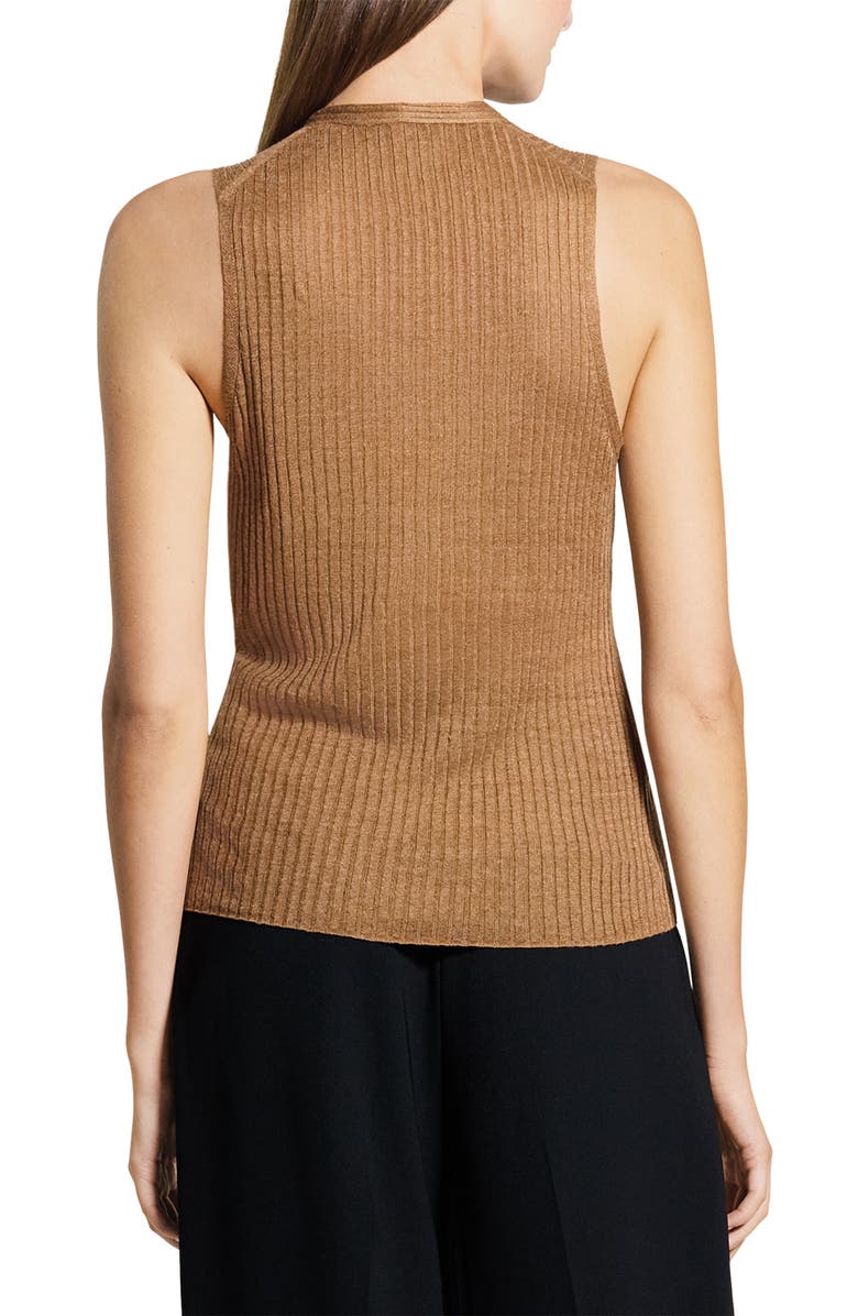 Theory Linen Blend Rib Tank, Alternate, color, Mid Khaki - 2Pd