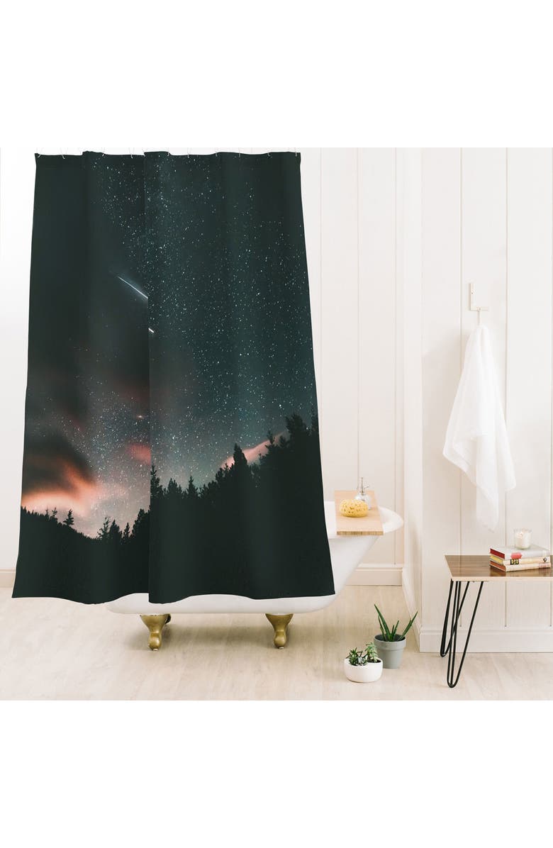Deny Designs Shooting Star Shower Curtain, Alternate, color, Blue