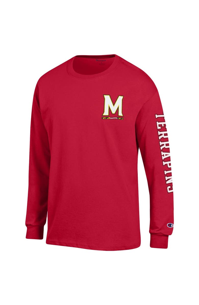 Champion Men's Champion Red Maryland Terrapins Team Stack Long Sleeve T-Shirt, Alternate, color, 