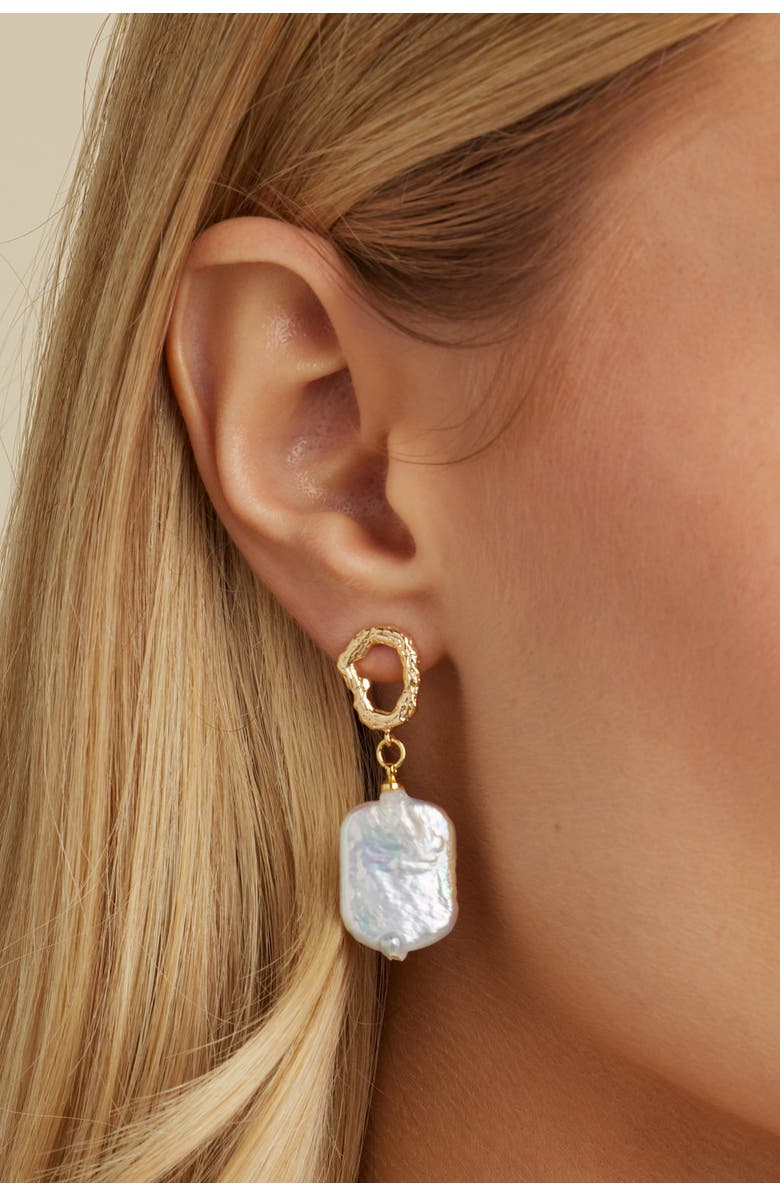 Untamed Petals Gemma Pearl Drop Earrings, Alternate, color, White