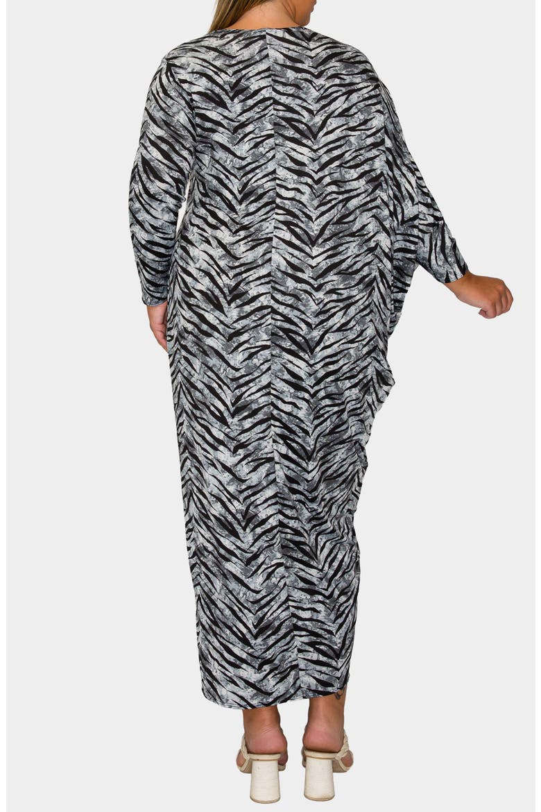 Mary J Asymmetric Long Sleeve Maxi Dress, Alternate, color, GREY BLACK