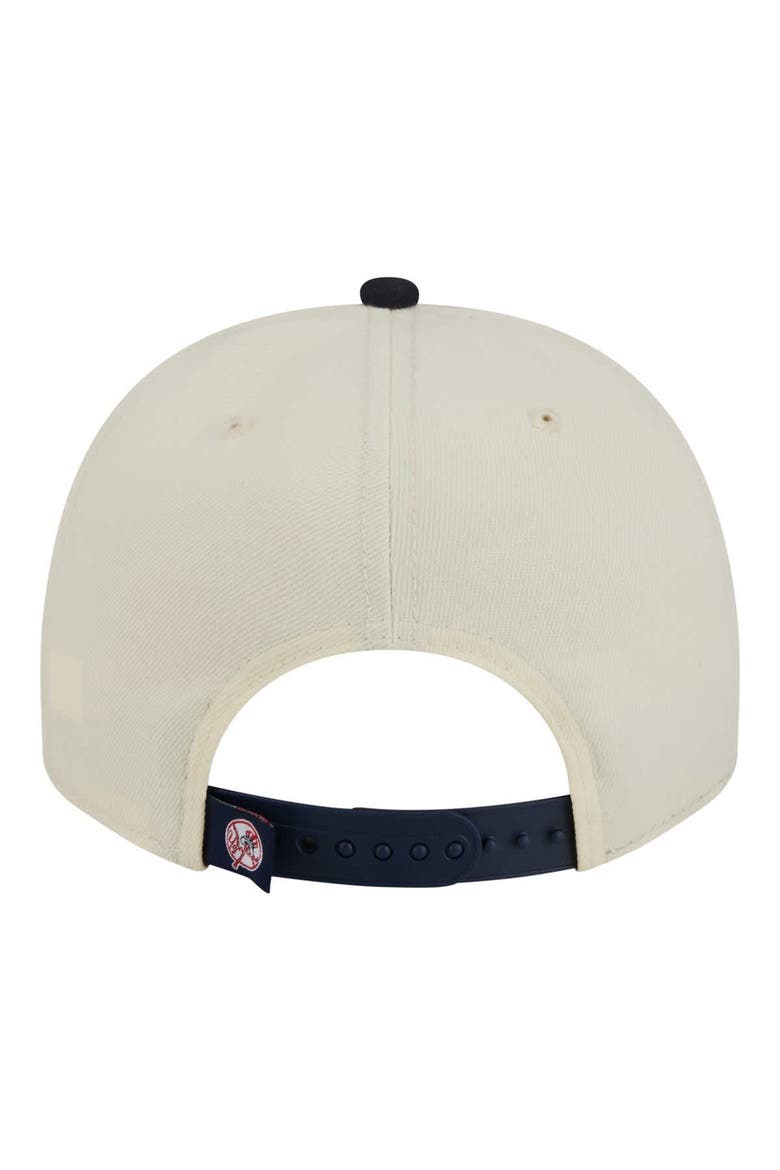 Men's New Era  Cream/Navy New York Yankees Classic A-Frame 9FIFTY Snapback Hat, Alternate, color, Cream