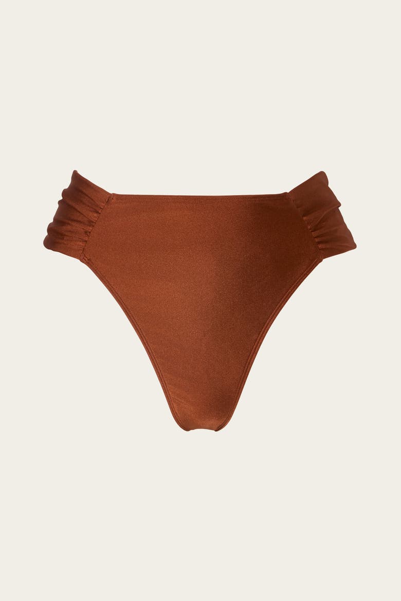 Tovere Cheeky High Rise Bikini Bottom, Alternate, color, Rust