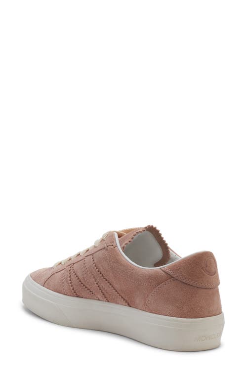 Moncler Monaco Suede Low-top Sneakers In Rose Dust