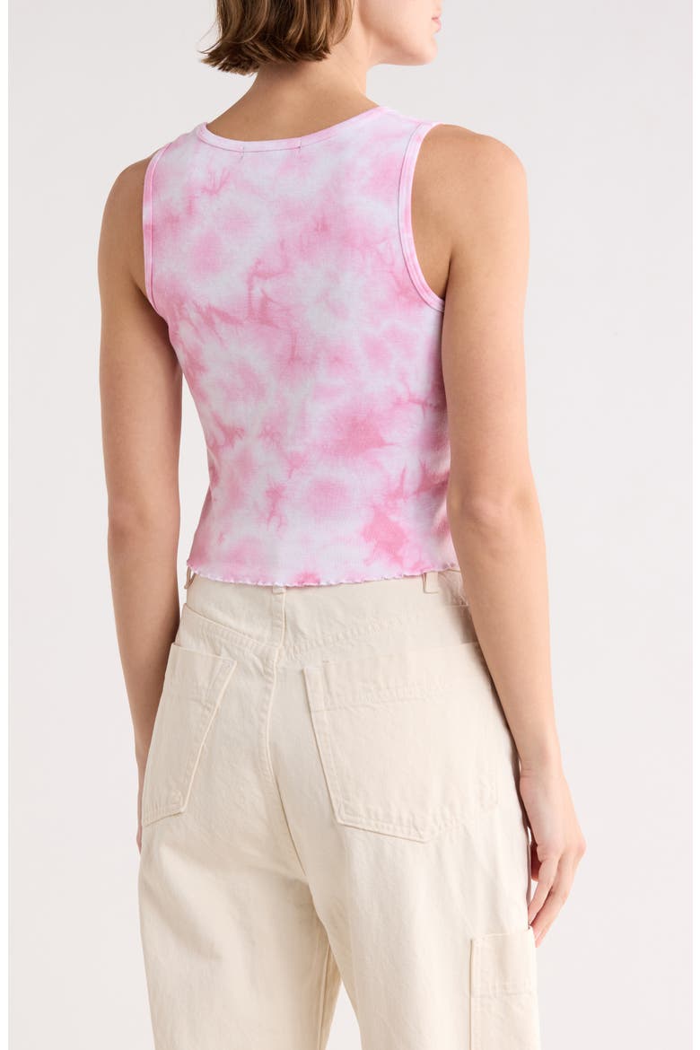 Santa Monica Tie Dye Graphic Handkerchief Hem Tank, Alternate, color, PINK