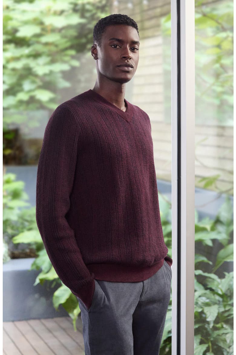 Lux Cashmere Sweater, Alternate, color, BURGUNDY - NAVY