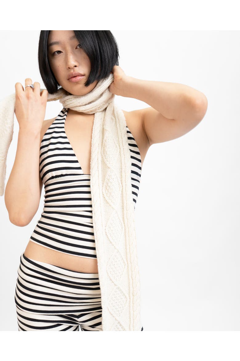 Cable Knit Skinny Scarf, Main, color, White