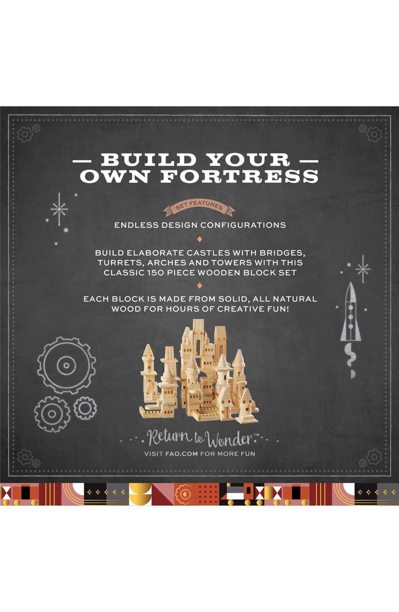 FAO Schwarz 150-Piece Wood Castle Building Block Set, Alternate, color,