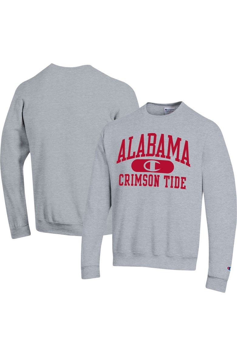 Men's Champion Heather Gray Alabama Crimson Tide Arch Pill Sweatshirt, Main, color, Heather Gray