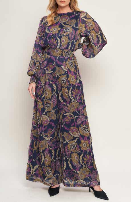 FLYING TOMATO Floral Plissé Jumpsuit