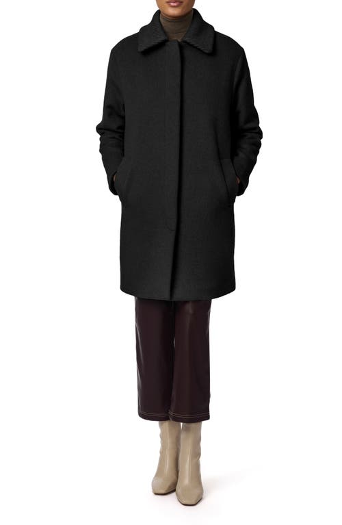 Bernardo Rib Collar Coat In Black