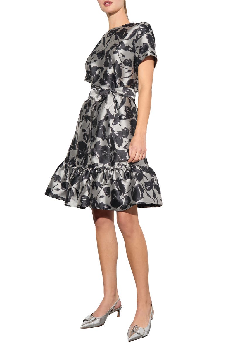 Ming Wang Heritage Fit Floral Jacquard Dress, Alternate, color, 