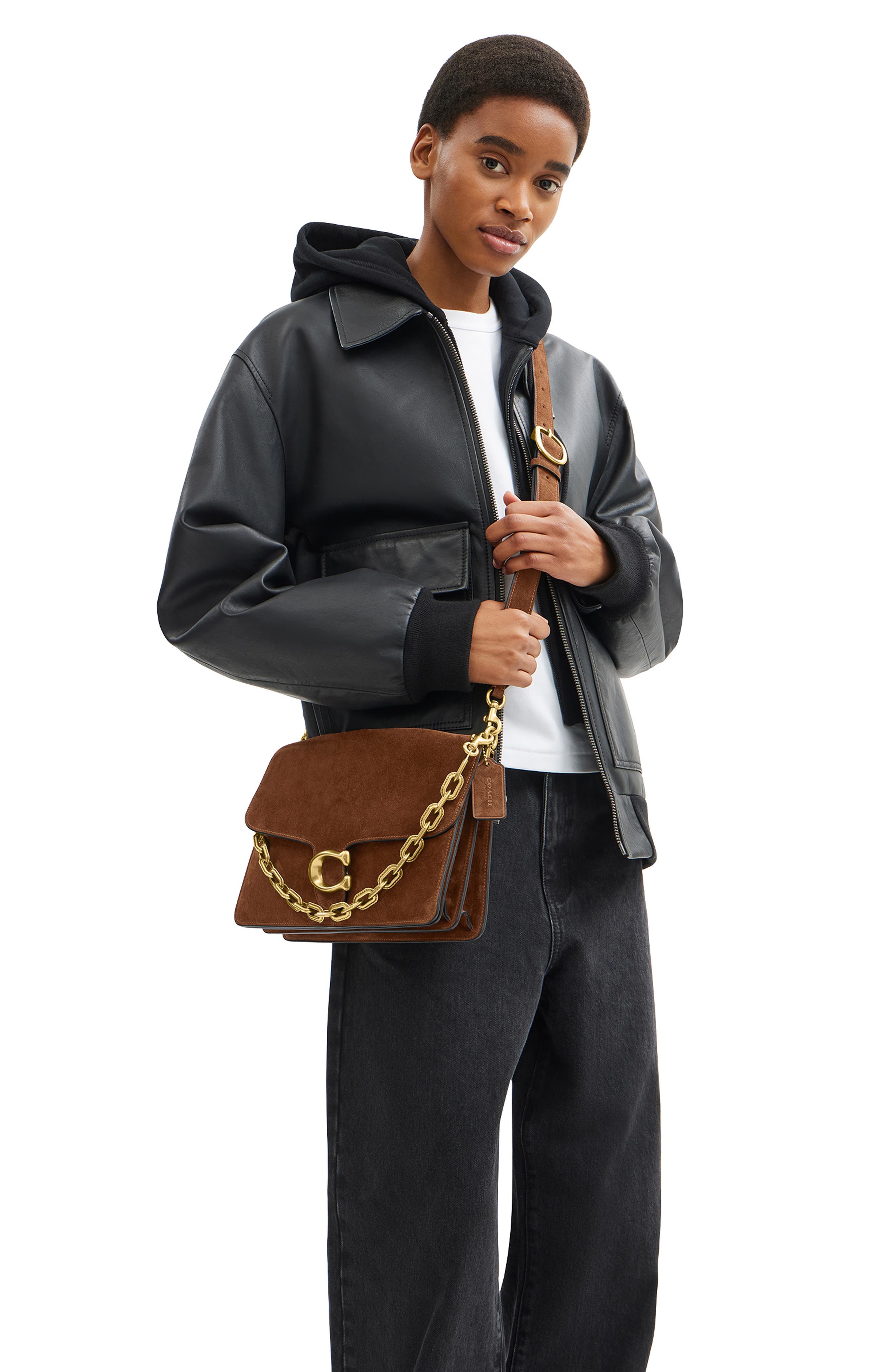 COACH Chain Tabby 30 Suede Shoulder Bag, Alternate, color, 