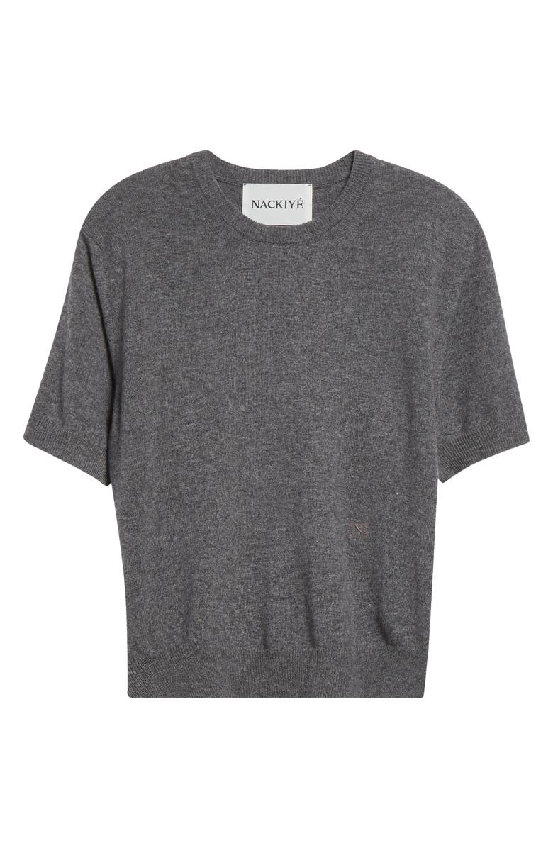NACKIYÈ Short Sleeve Cashmere Sweater, Alternate, color, Gris