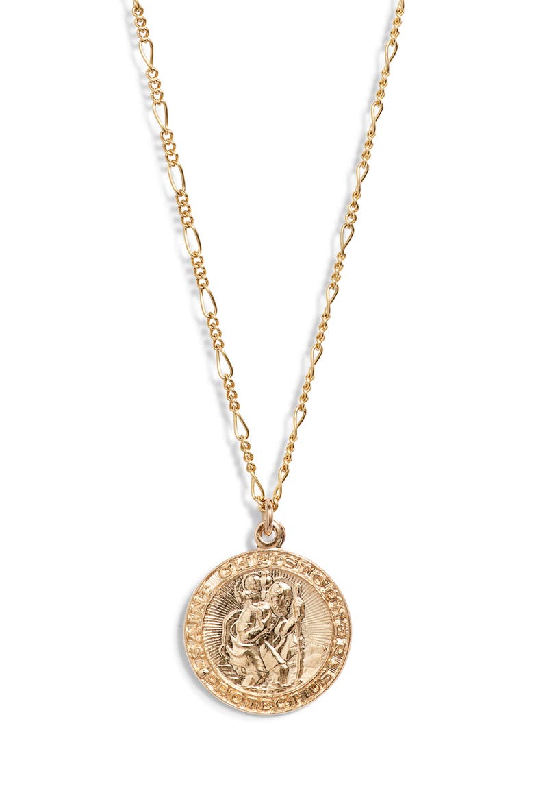 Saint Christopher Pendant Necklace, Main, color, GOLD FILL