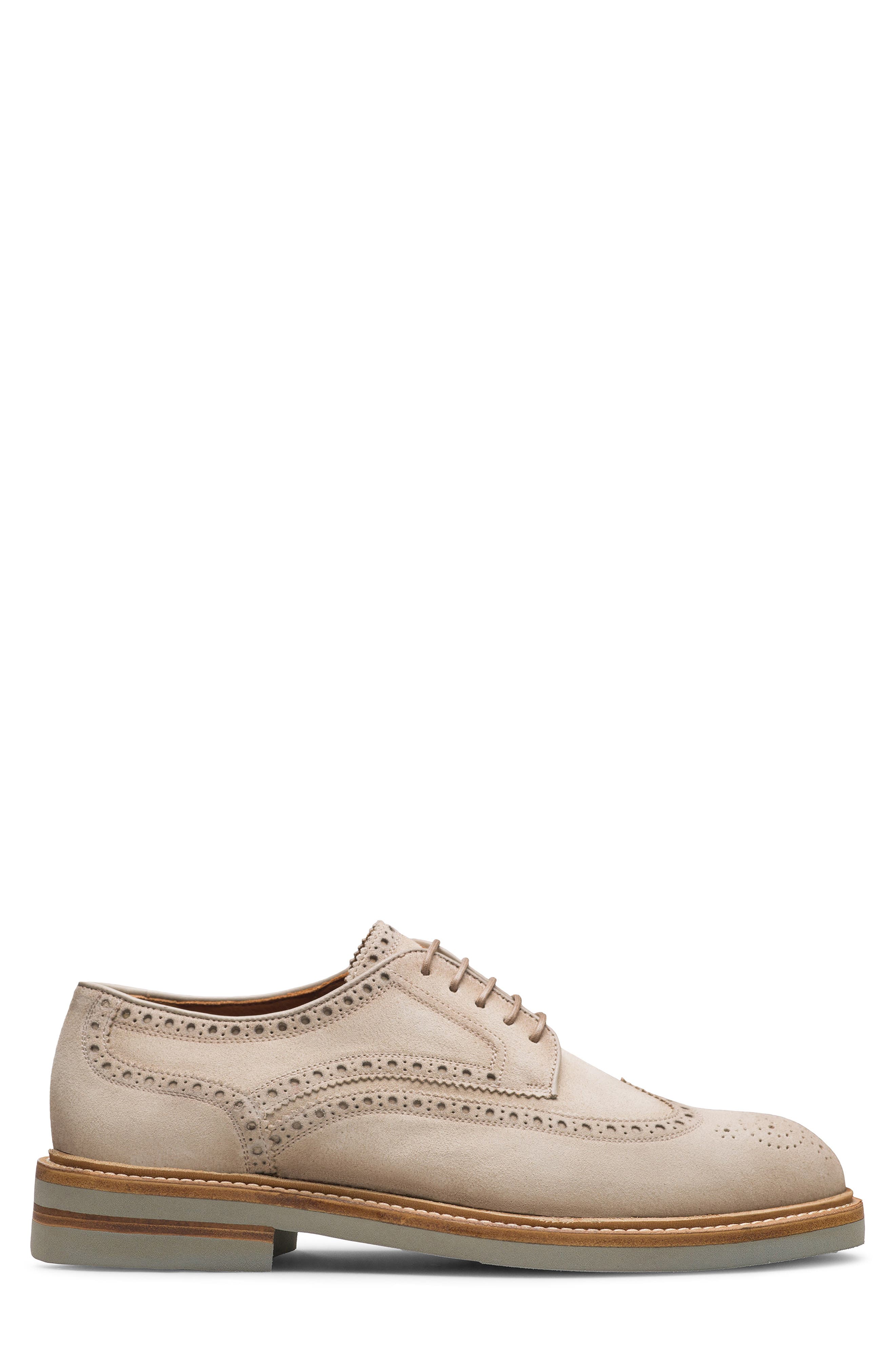Magnanni Apolo Wingtip Derby, Alternate, color, Taupe Suede