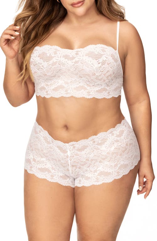 Mapale Lace Bralette & Boyshorts Set in White 