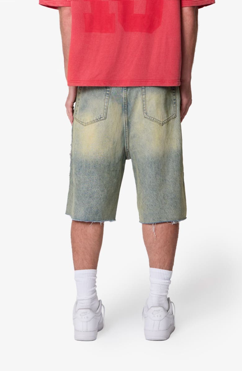 mnml Baggy Mojave Embellished Cutoff Denim Shorts, Alternate, color, 