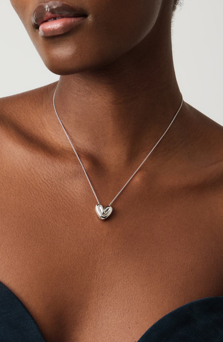 Missoma Puffy Heart Pendant Necklace, Alternate, color, Silver