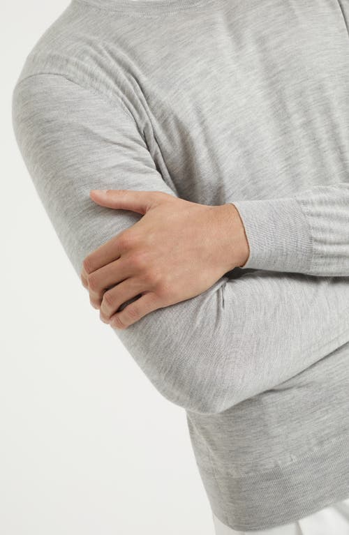 Brunello Cucinelli Light Grey Virgin Wool And Cashmere Jumper In Pebble