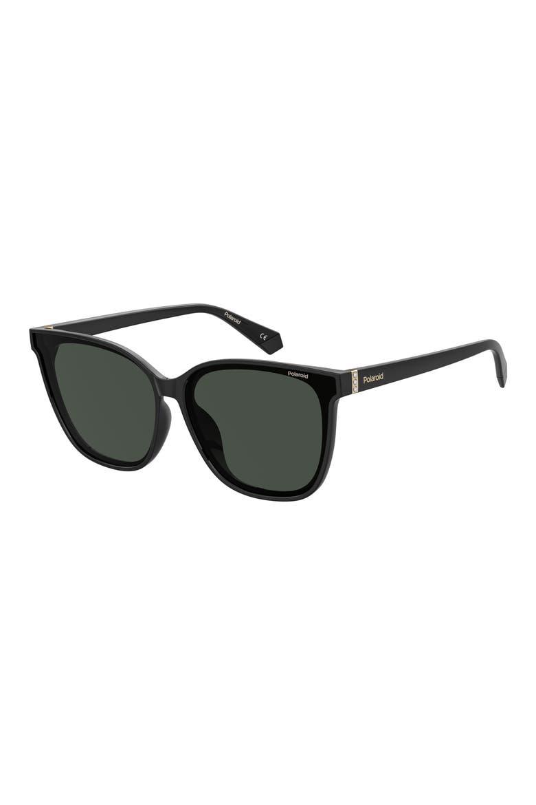 65mm Polarized Rectangular Sunglasses, Alternate, color, BLACK/ GREY POLARIZED