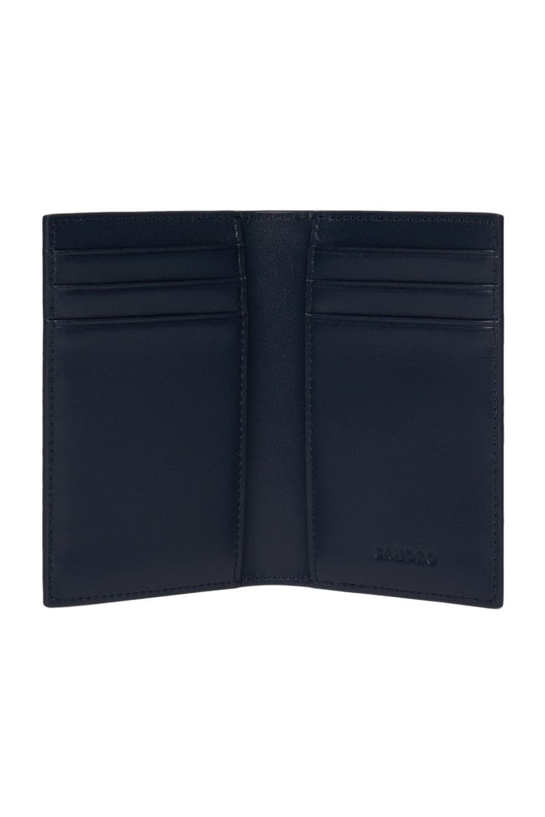 Grained leather folding card holder, Alternate, color, Navy blue