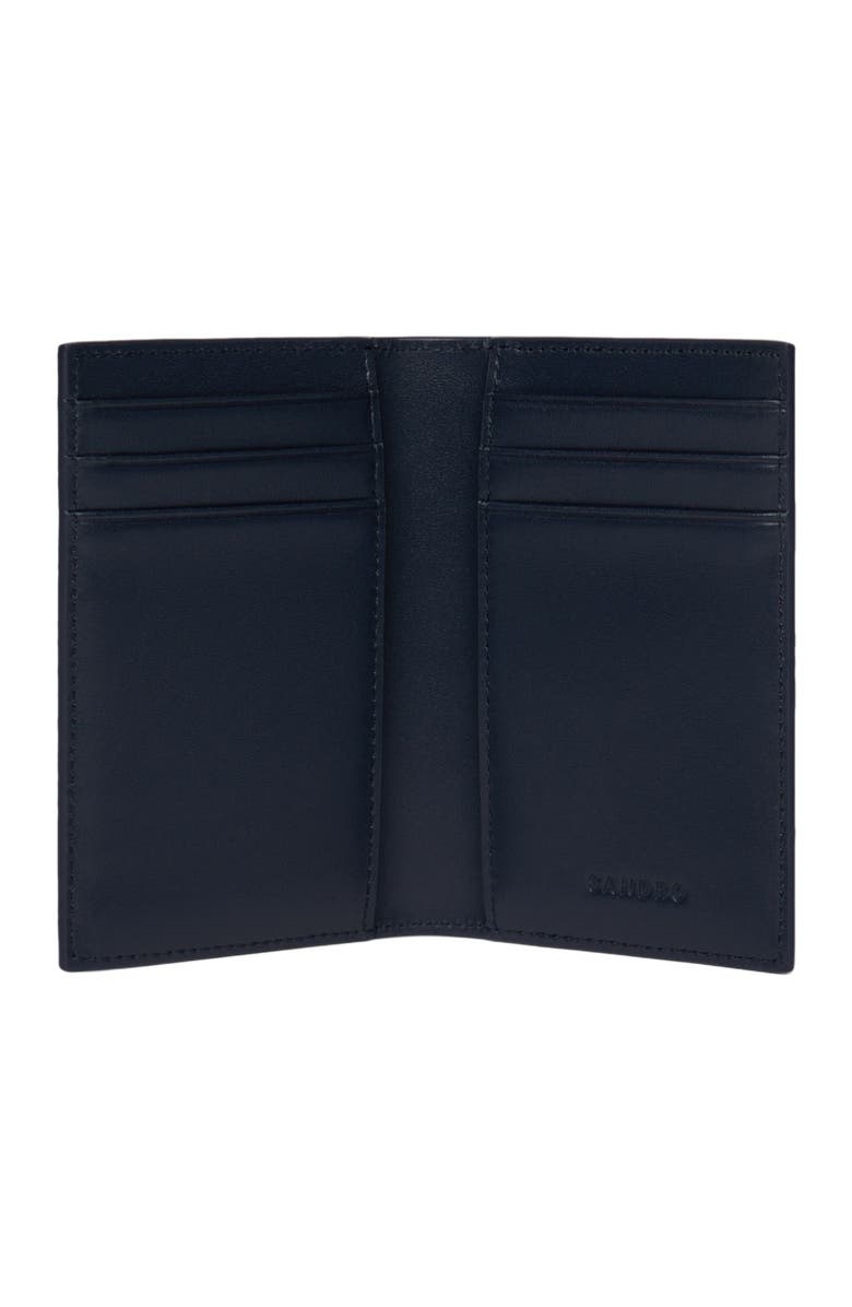 SANDRO Grained leather foldable cardholder, Alternate, color, Navy Blue