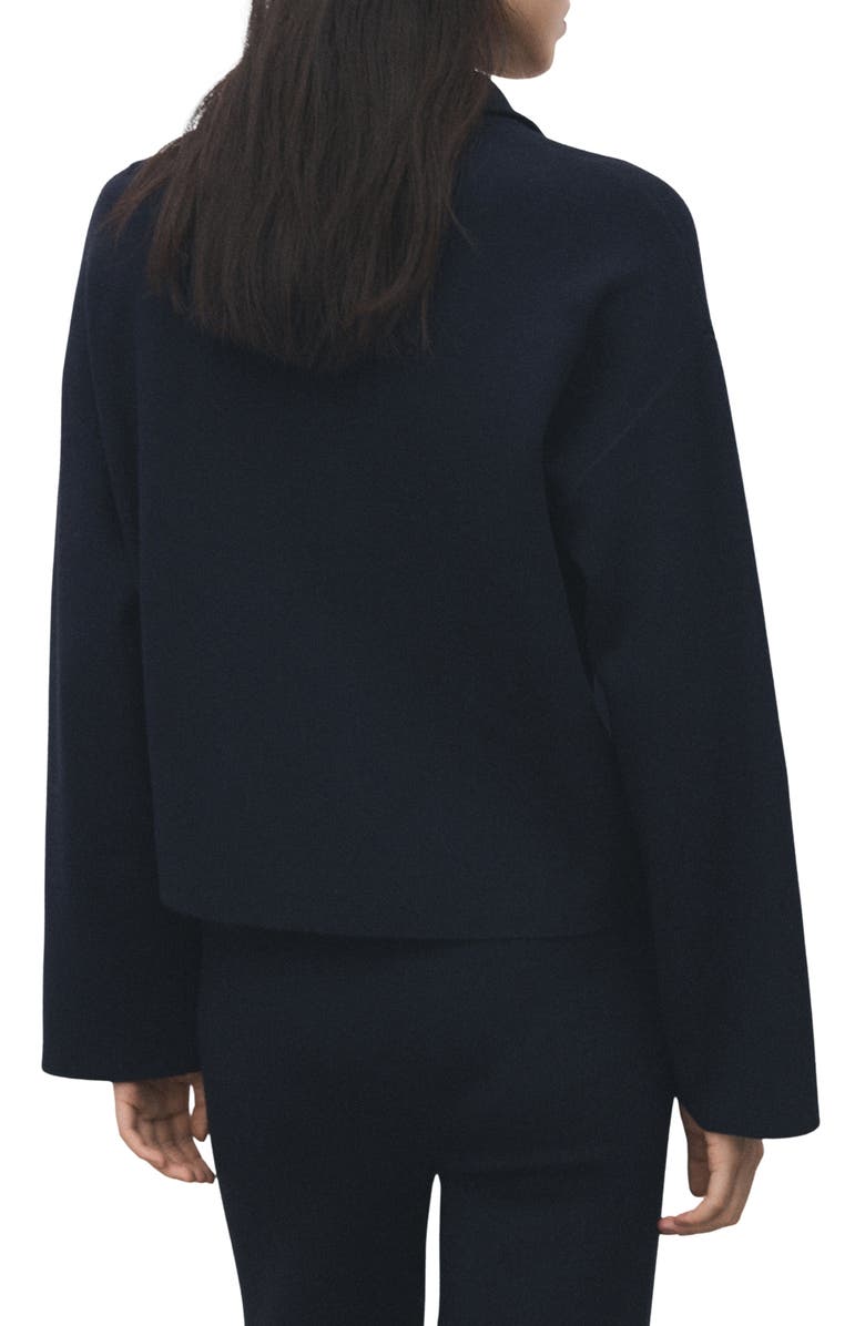 MANGO Contrast Stripe Half Zip Sweater, Alternate, color, Navy