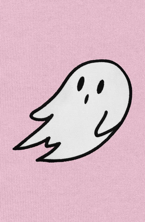 Dalix Giant Ghost Fleece Hoodie In Light Pink