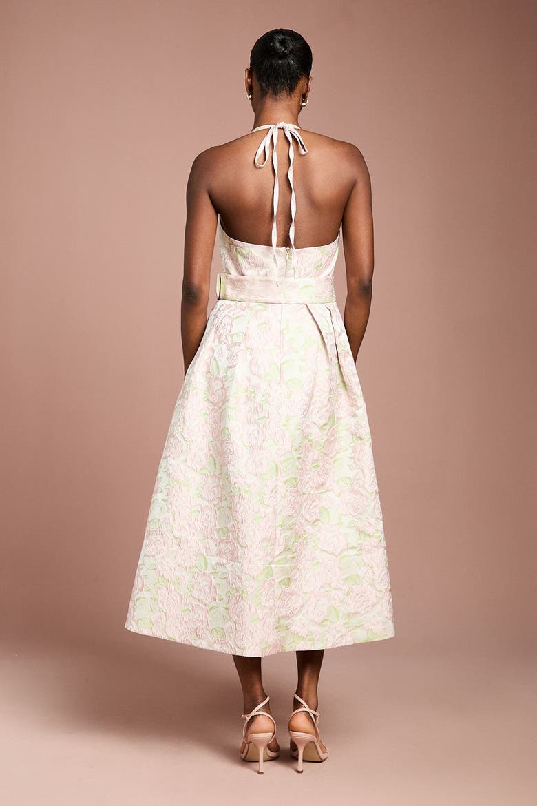 Halter Neck Midi Dress, Alternate, color, Neutral
