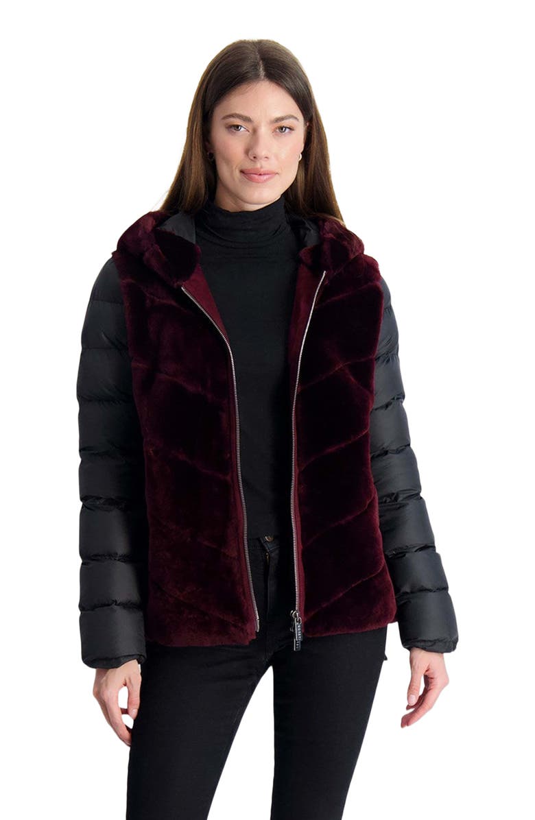 GORSKI Genuine Shearling Parka, Quilted Features, Alternate, color, Burgundy/Black