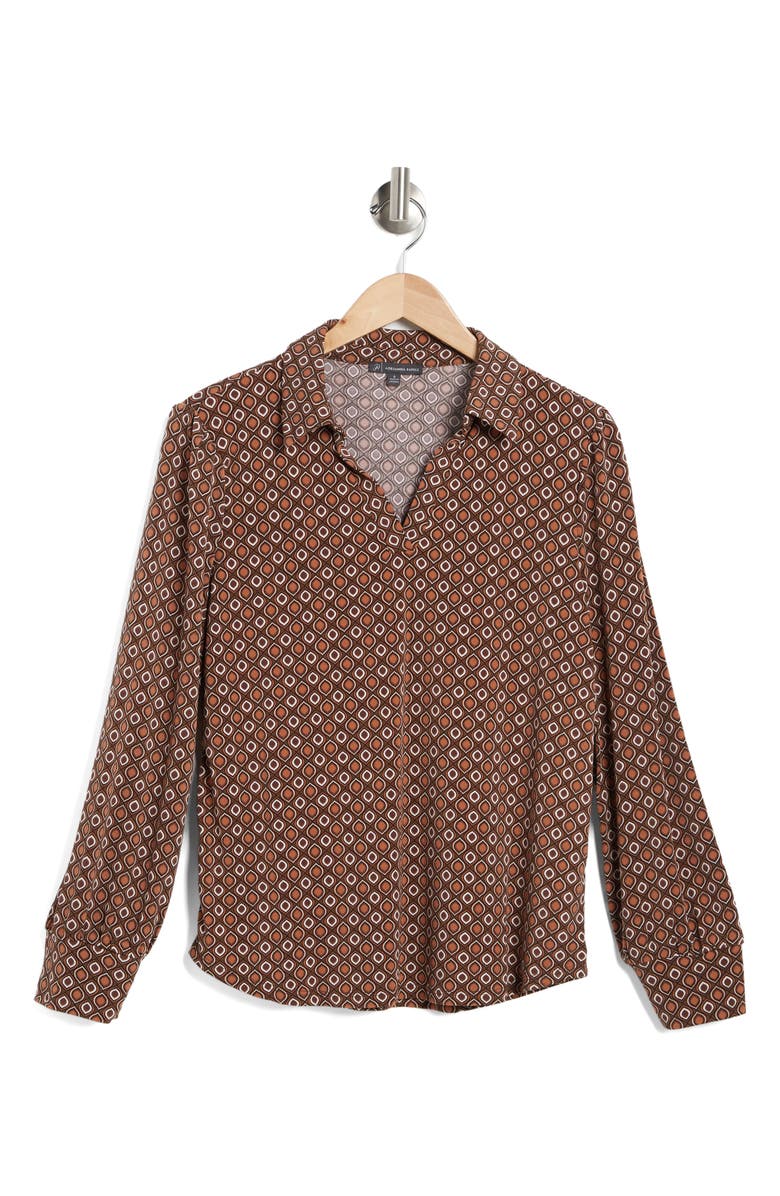 Adrianna Papell Print Collar Knit Top, Alternate, color, 