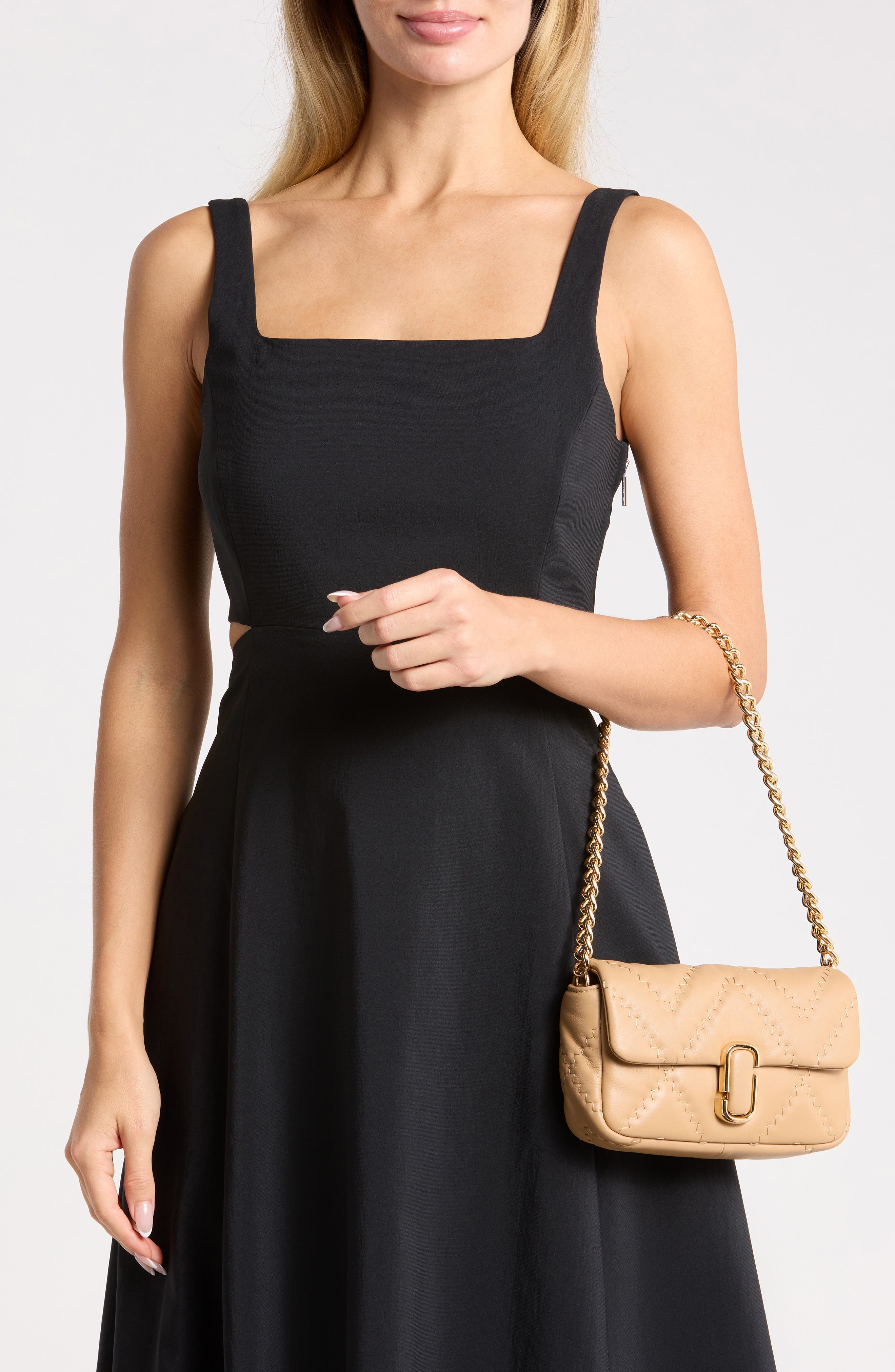 The Mini Quilted Leather Shoulder Bag, Alternate, color, CAMEL