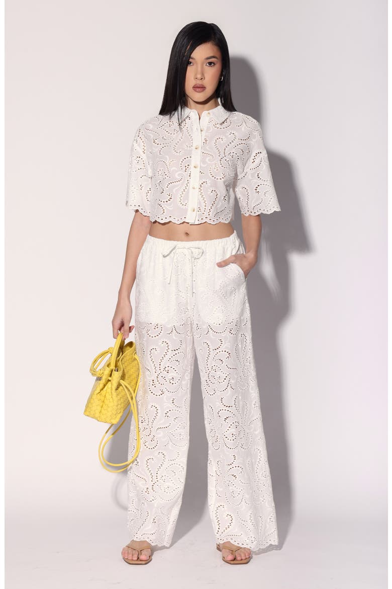Cindy Eyelet Cropped Top, Alternate, color, WHITE