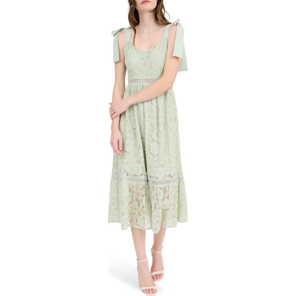 BLU PEPPER BLU PEPPER TIE SHOULDER LACE MIDI DRESS