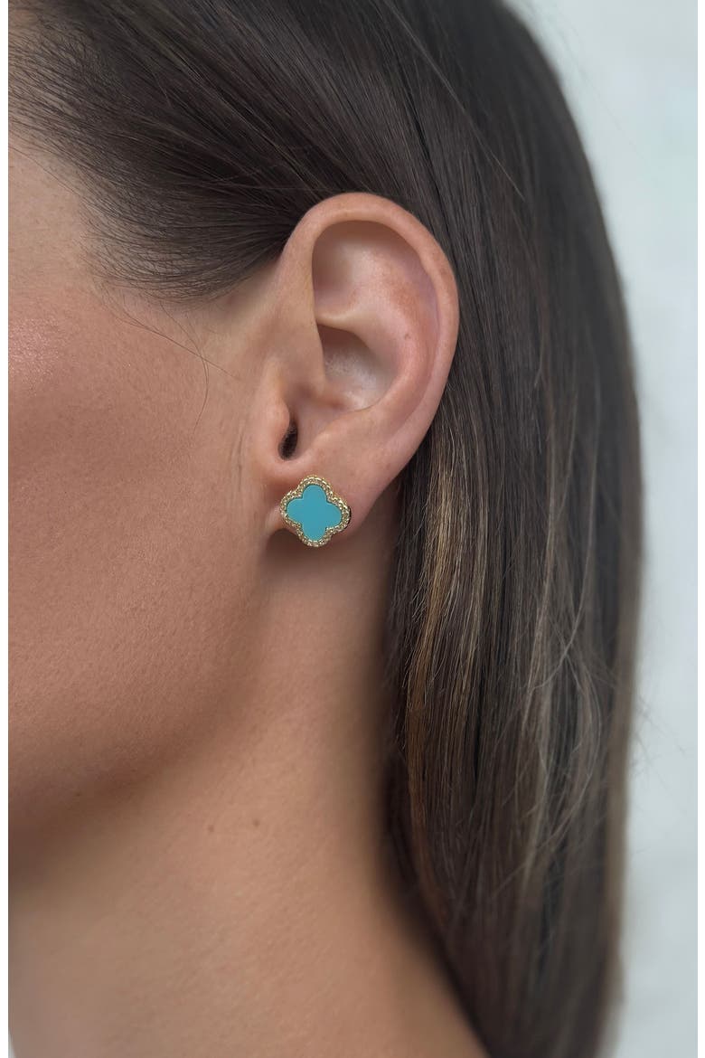 Clover Stud Earrings, Alternate, color, BLUE