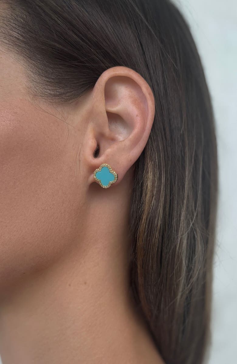 Adornia Clover Stud Earrings, Alternate, color, Blue