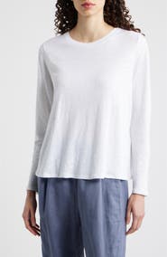 Eileen Fisher Long Sleeve Organic Linen T-Shirt