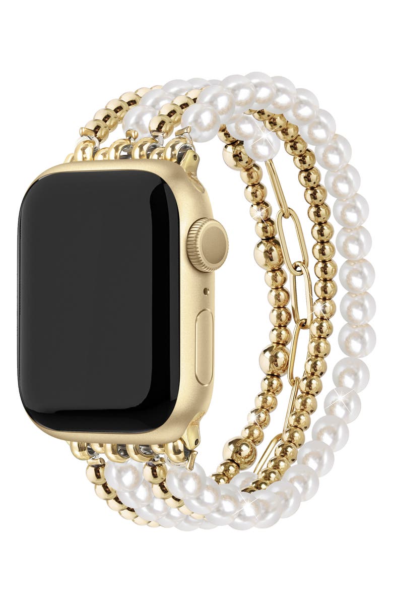 The Posh Tech Penny Goldtone Beaded Apple Watch<sup>®</sup> Watchband, Alternate, color, Gold